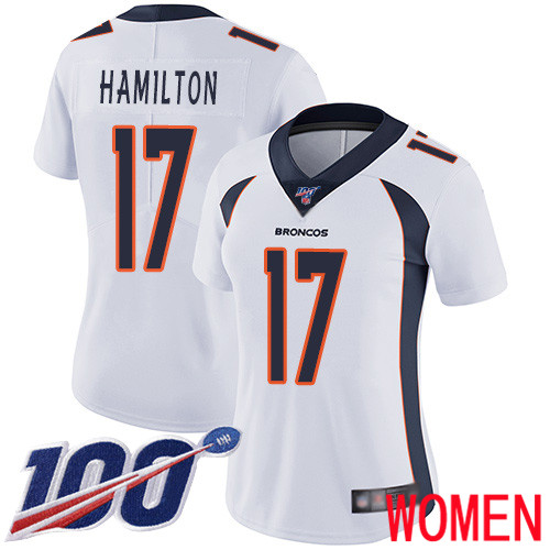 Women Denver Broncos #17 DaeSean Hamilton White Vapor Untouchable Limited Player 100th Season Football NFL Jersey->youth nfl jersey->Youth Jersey